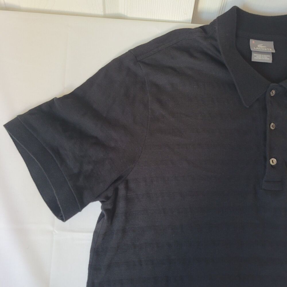 Lacoste Polo Shirt Men’s 6 XL Black Cotton Short Sleeve Classic Fit Croc Logo - Picture 8 of 8